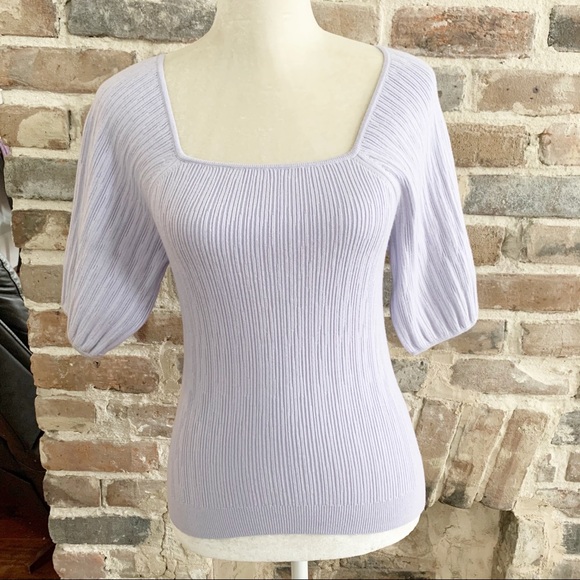 NWT J. Crew Square Neck Puff Sleeve Ribbed Sweater - Picture 3 of 7